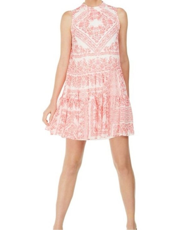 Calvin Klein Dresses & Skirts - Calvin Klein Pink & White Floral Dress NWT | Sleeveless Ruffle Hem Fit & Flare